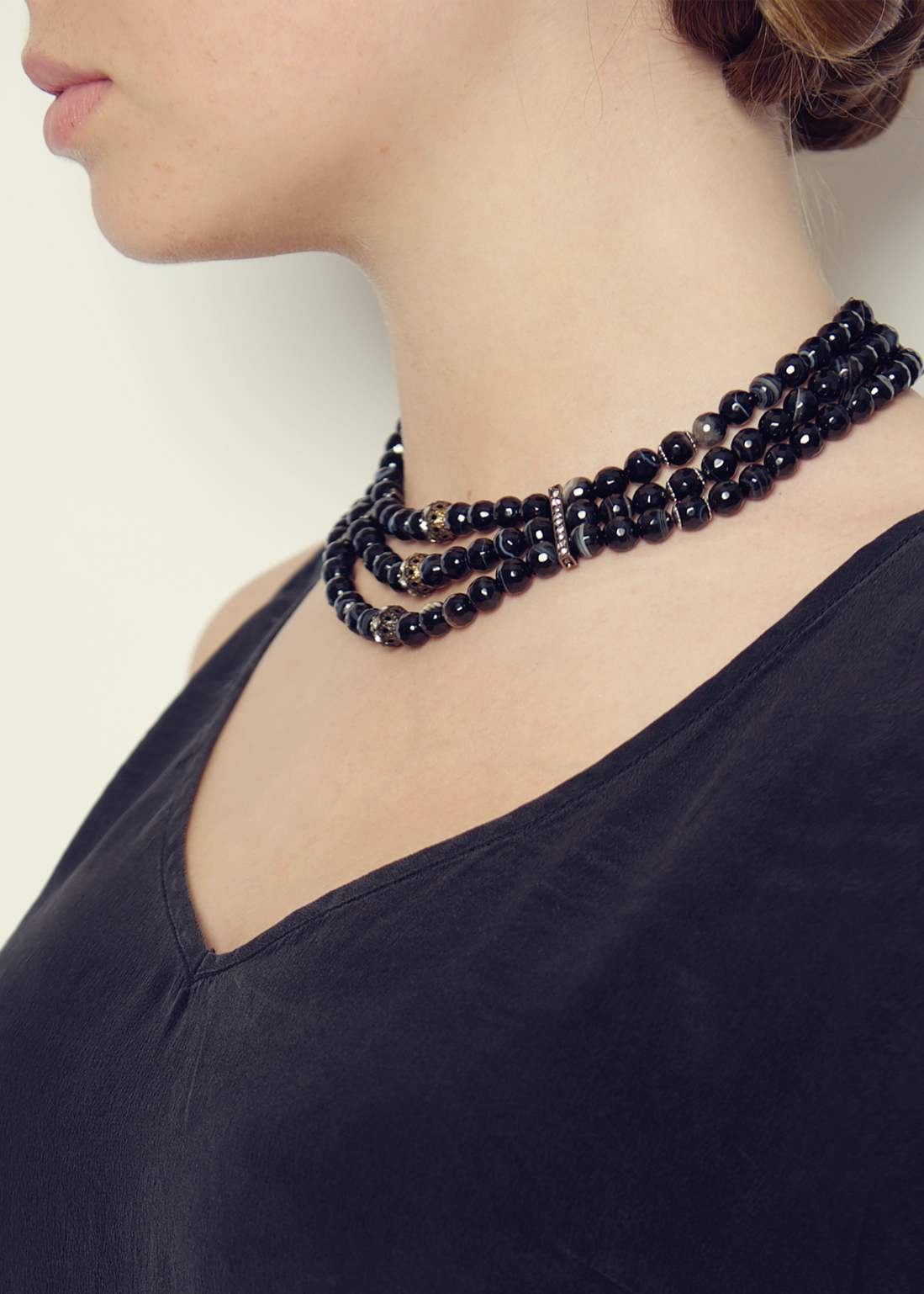 Black Onyx Gemstone & Crystal Collar