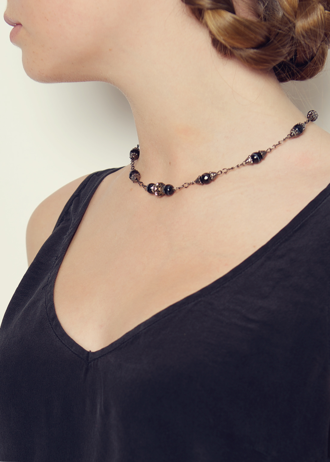 Black Onyx Gemstone Chain Necklace