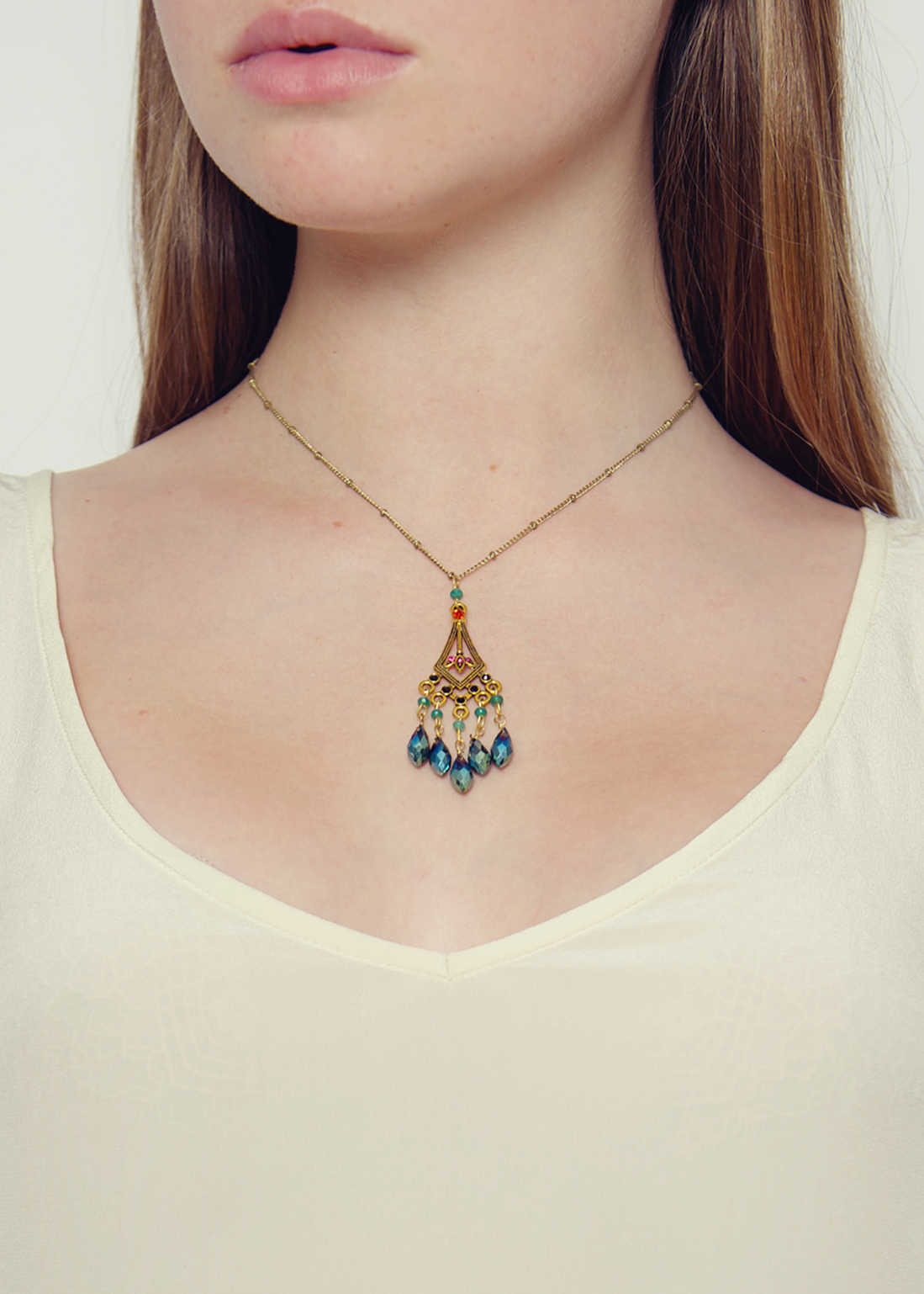 Emerald Agate Deco Necklace