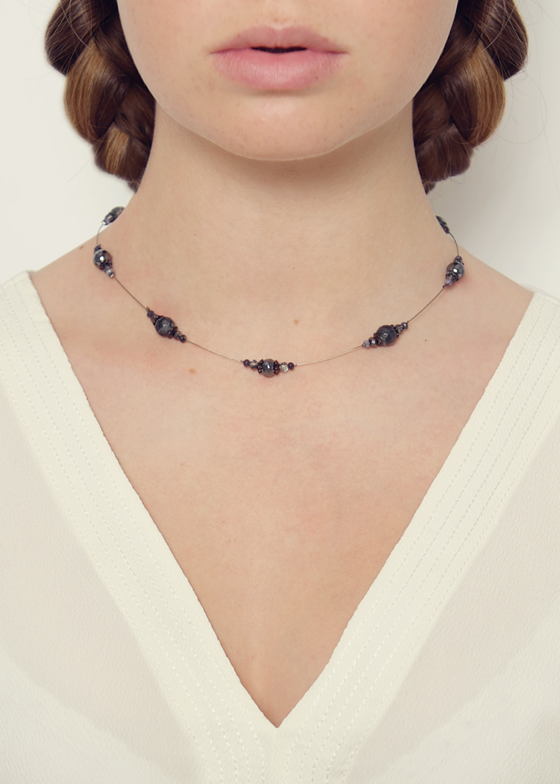 Slate Agate Strand Necklace