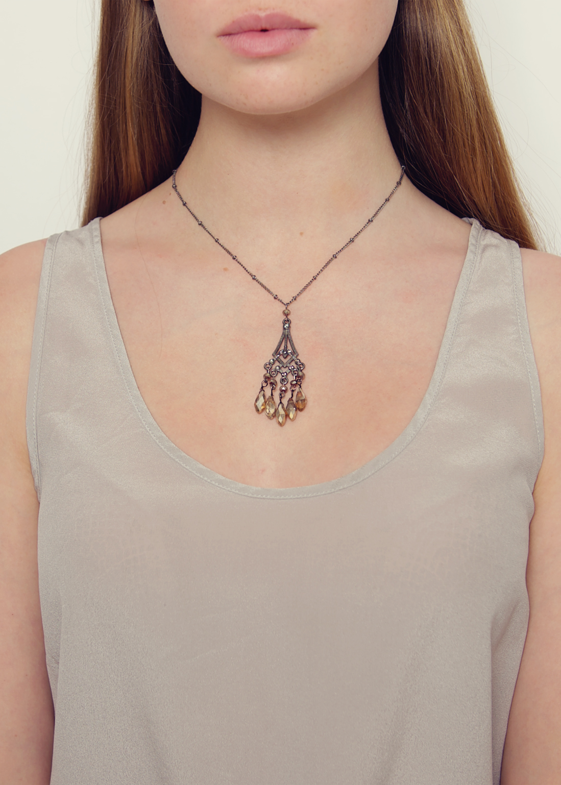 Slate Agate Art Deco Necklace