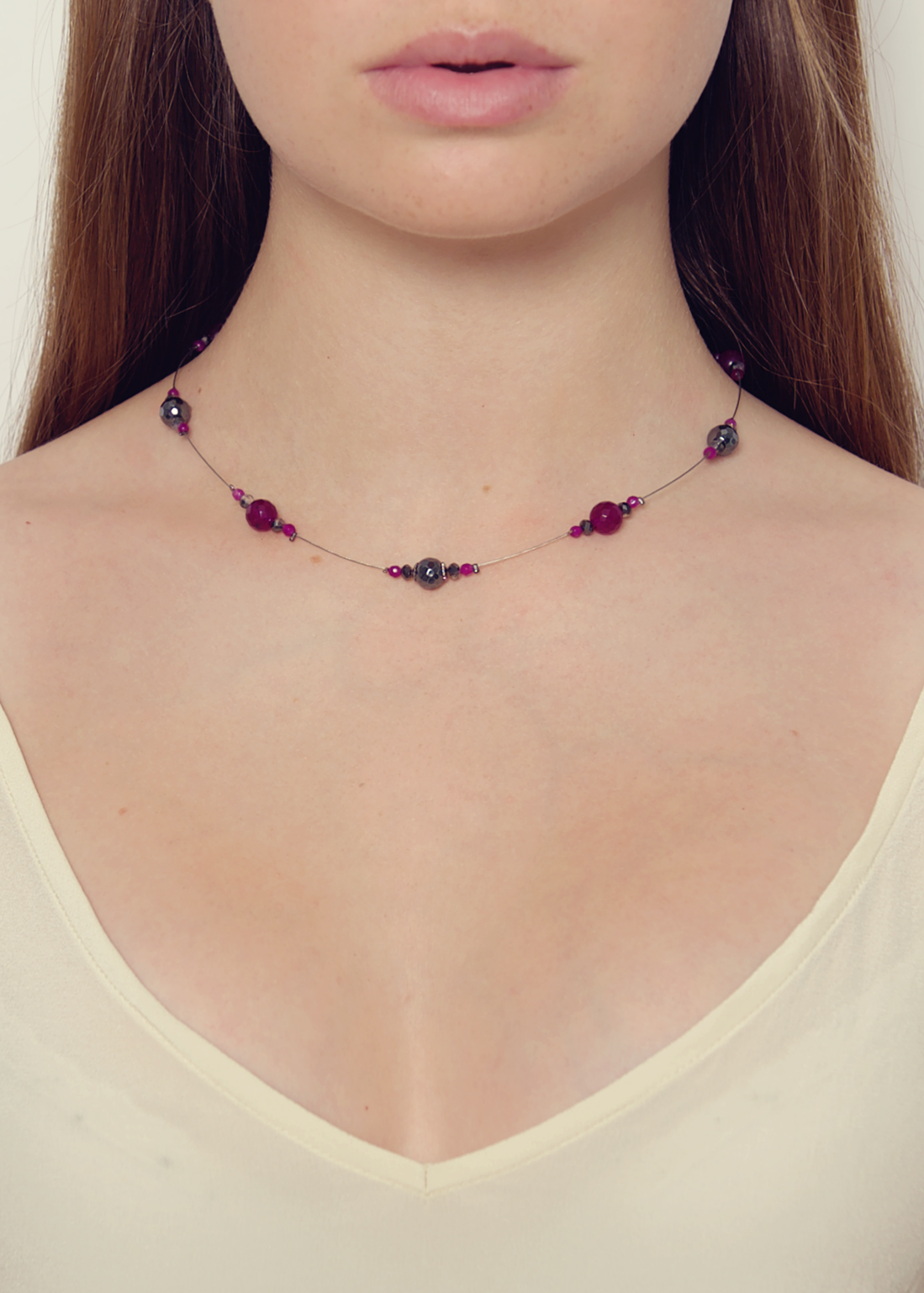 Berry Agate Strand Necklace