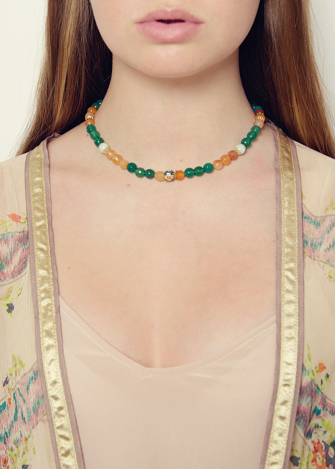 Peach Blossom Agate Necklace