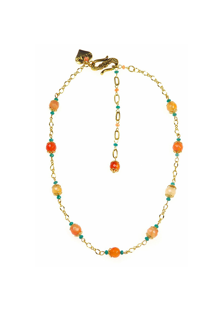 Peach Blossom Agate Chain Necklace