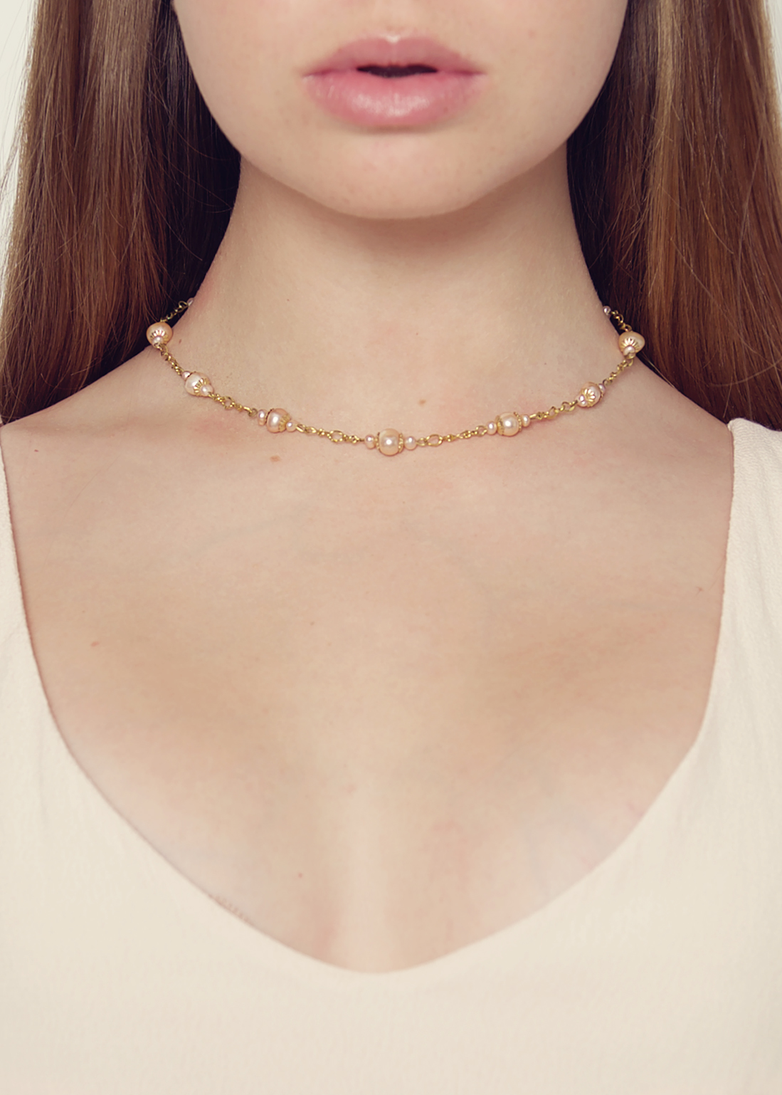 Pink Pearl Chain Necklace