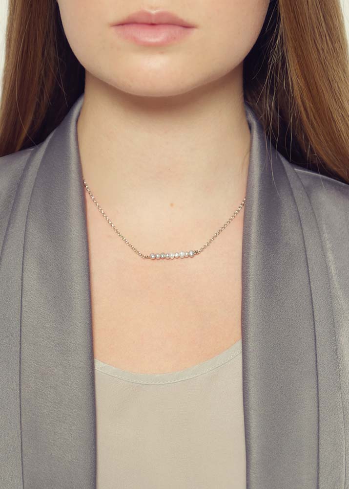 Freshwater Grey Pearl Bar Necklace