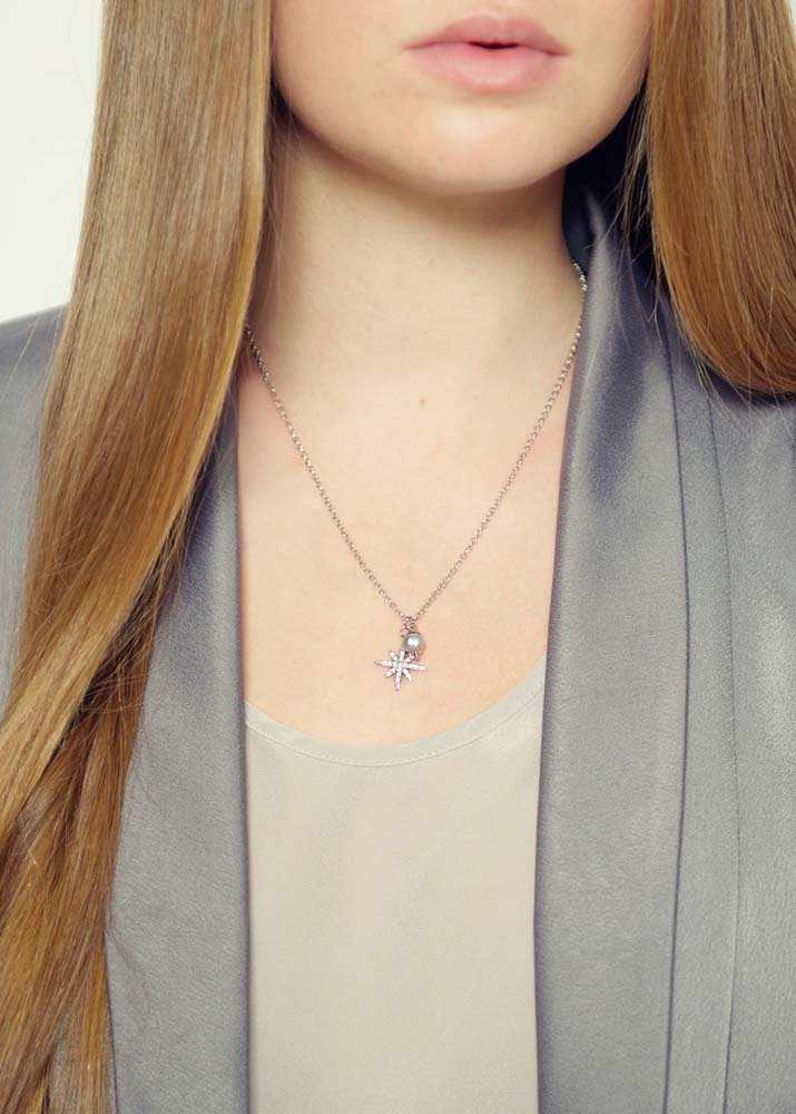Freshwater Grey Pearl Star Chain Necklace