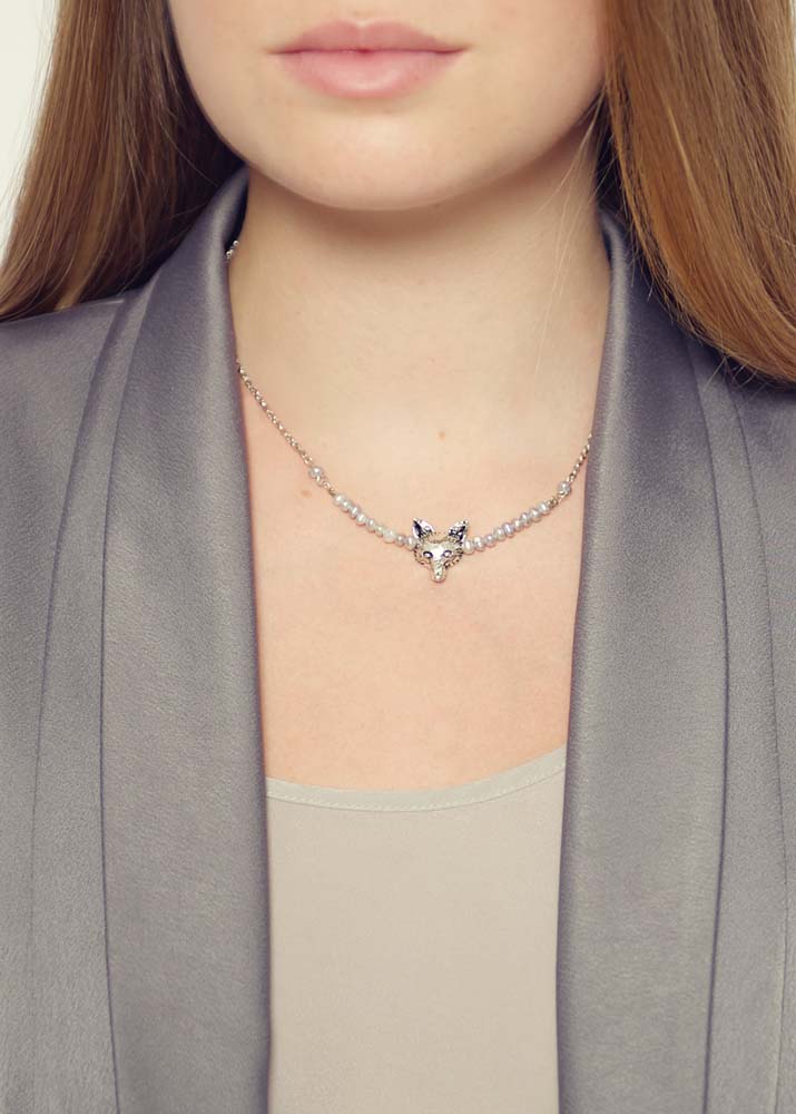 Freshwater Grey Pearl Fox Bar Necklace