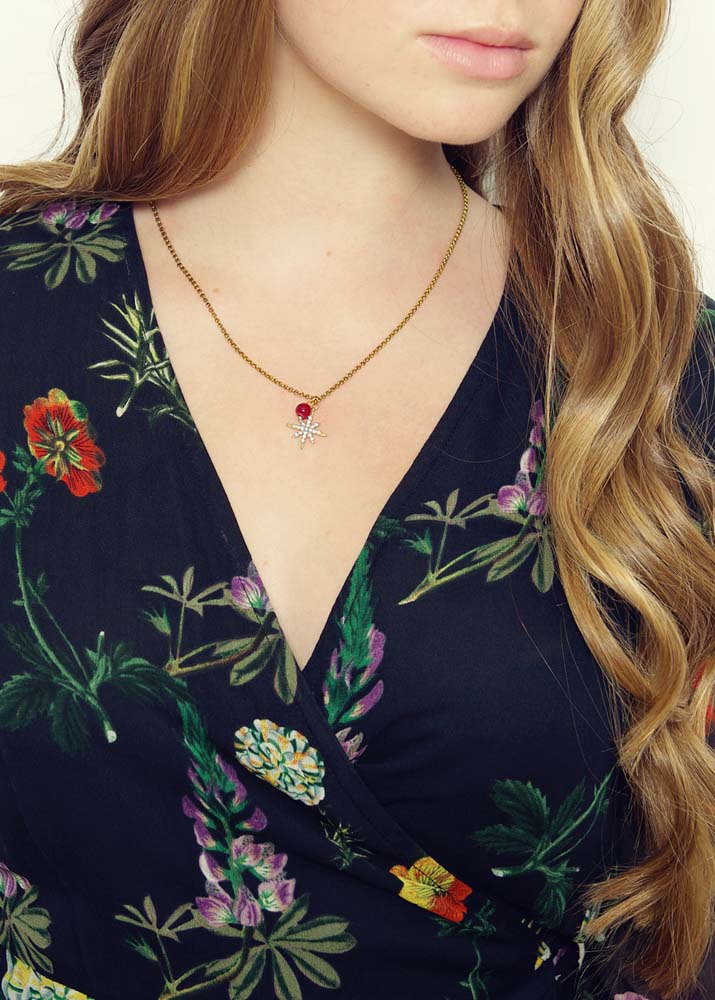 Ruby Star Agate Chain Necklace