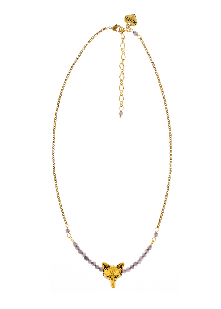 Dove Agate Fox Bar Necklace