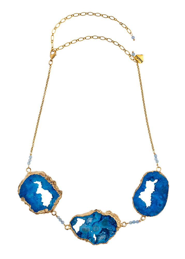 Sky Agate Crystal Trine Necklace