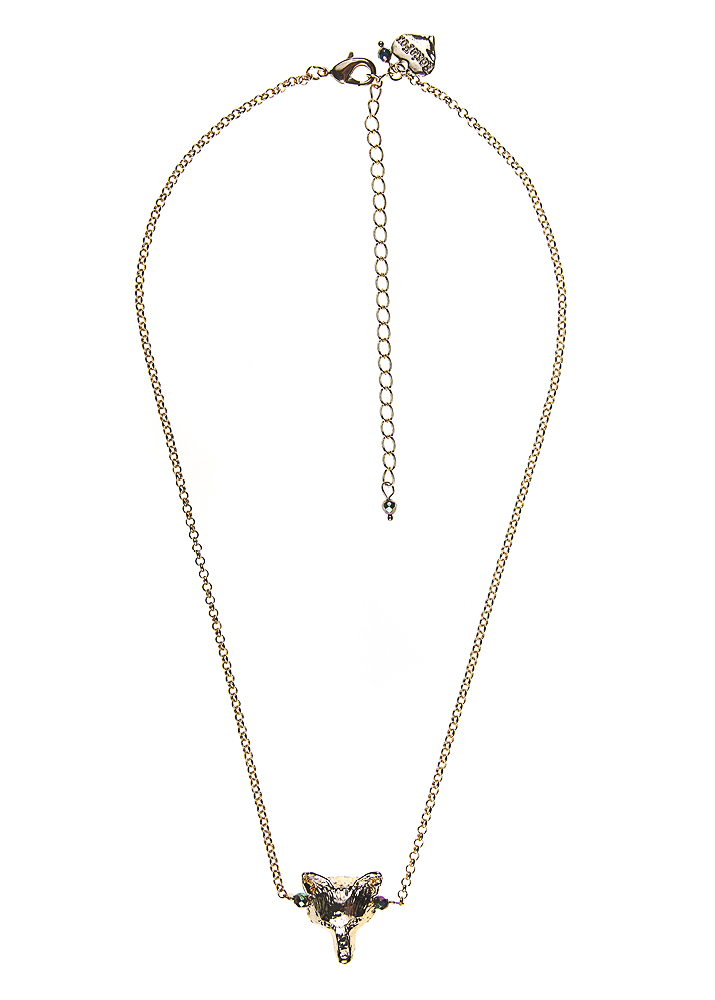 Blush Pyrite Gold Fox Chain Necklace				