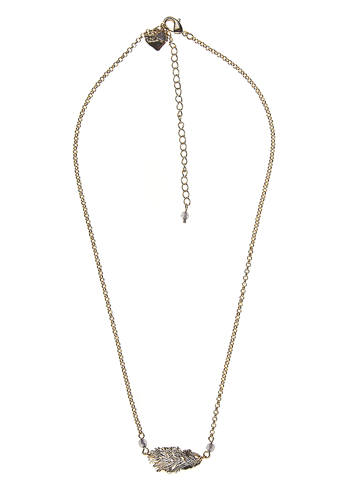 Dove Lucky Feather Gold Chain Necklace				