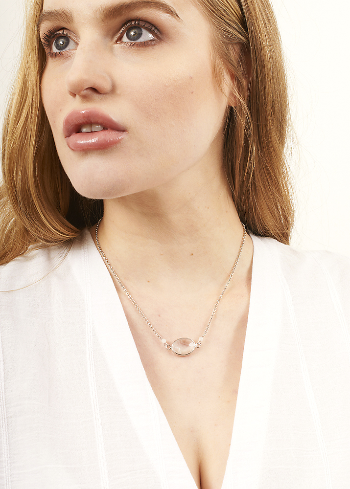 Rock Quartz Gemstone Chain Necklace