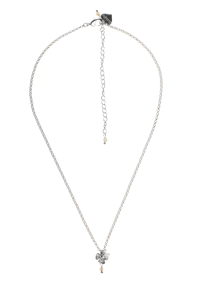 Labradorite Silver Rose Chain Necklace