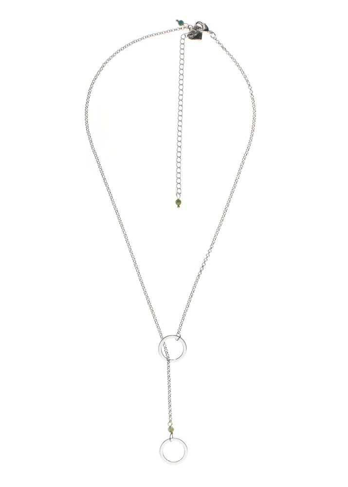 African Pine Silver Empowerment Circle Lariat Necklace