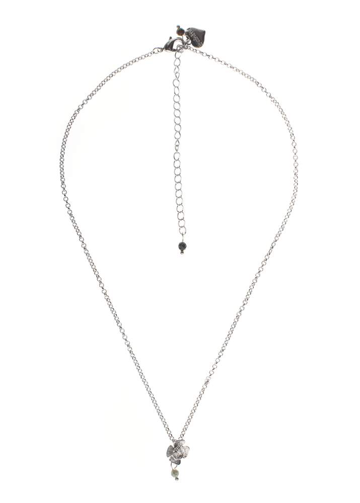 African Pine Silver Rose Chain Necklace