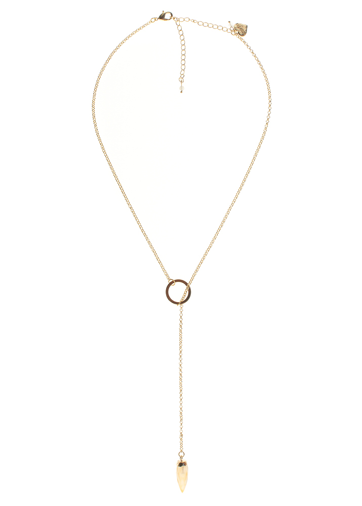 Citrine Gemstone Point Lariat Necklace