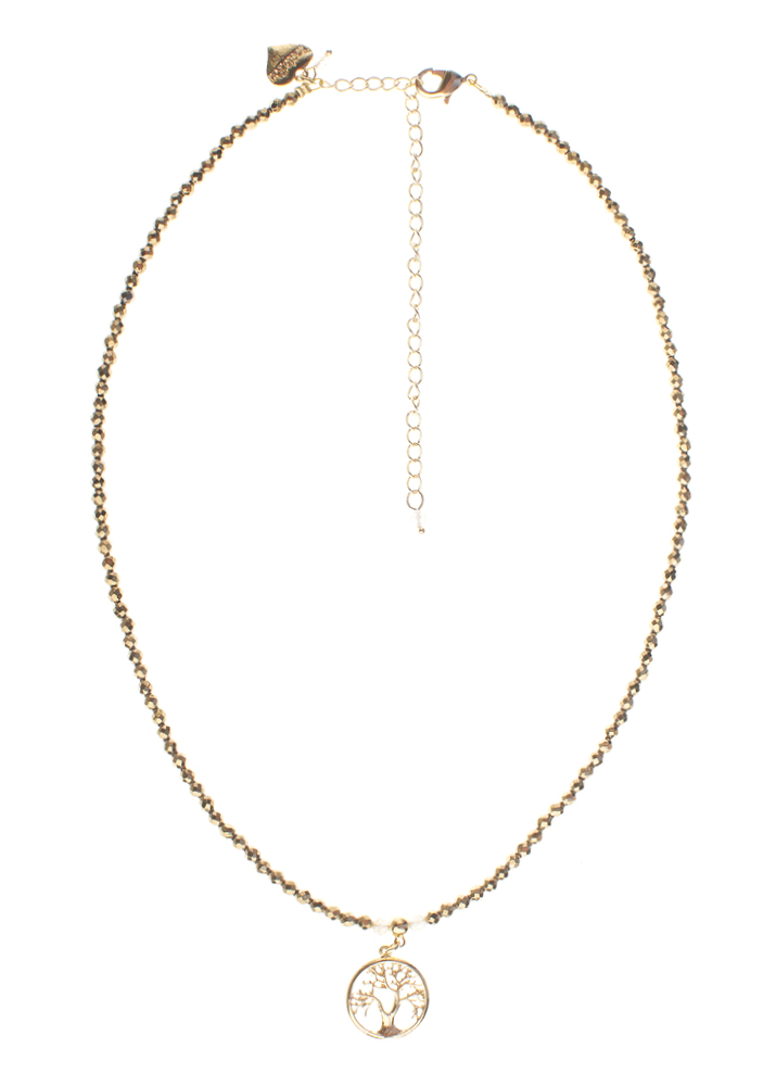 Citrine & Pyrite Gold Tree of Life Necklace