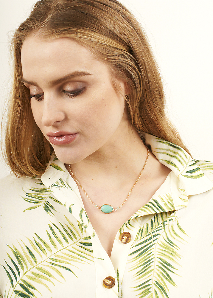 Aqua Agate Chain Necklace