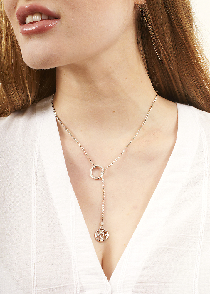 Silver Tree of Life Lariat Necklace