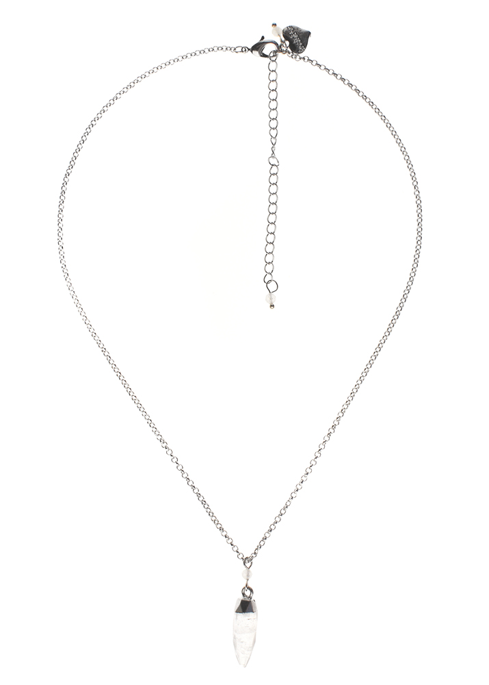 Rock Quartz Point Gemstone Necklace