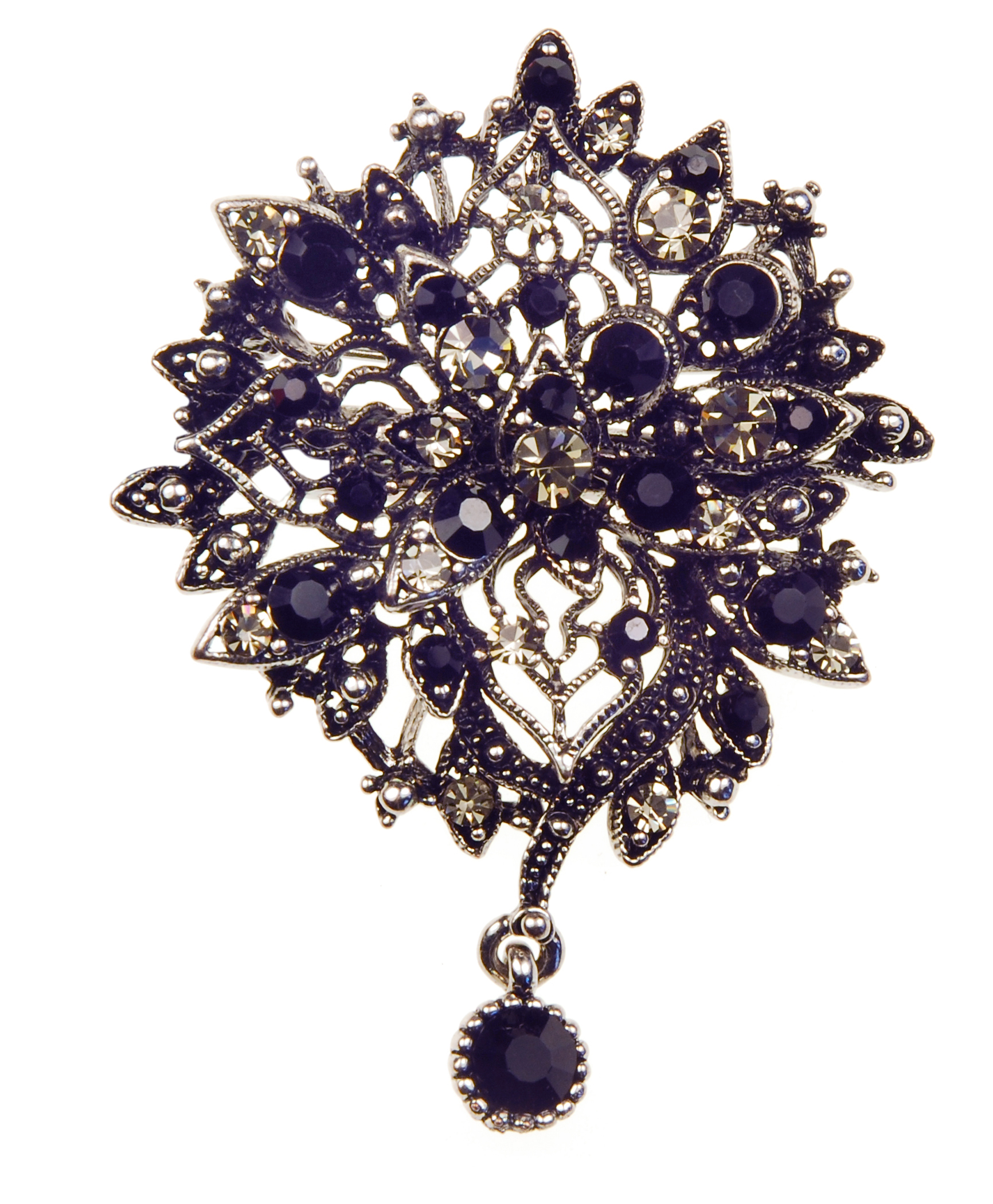 Jet Baroque Drop Hairclip & Brooch