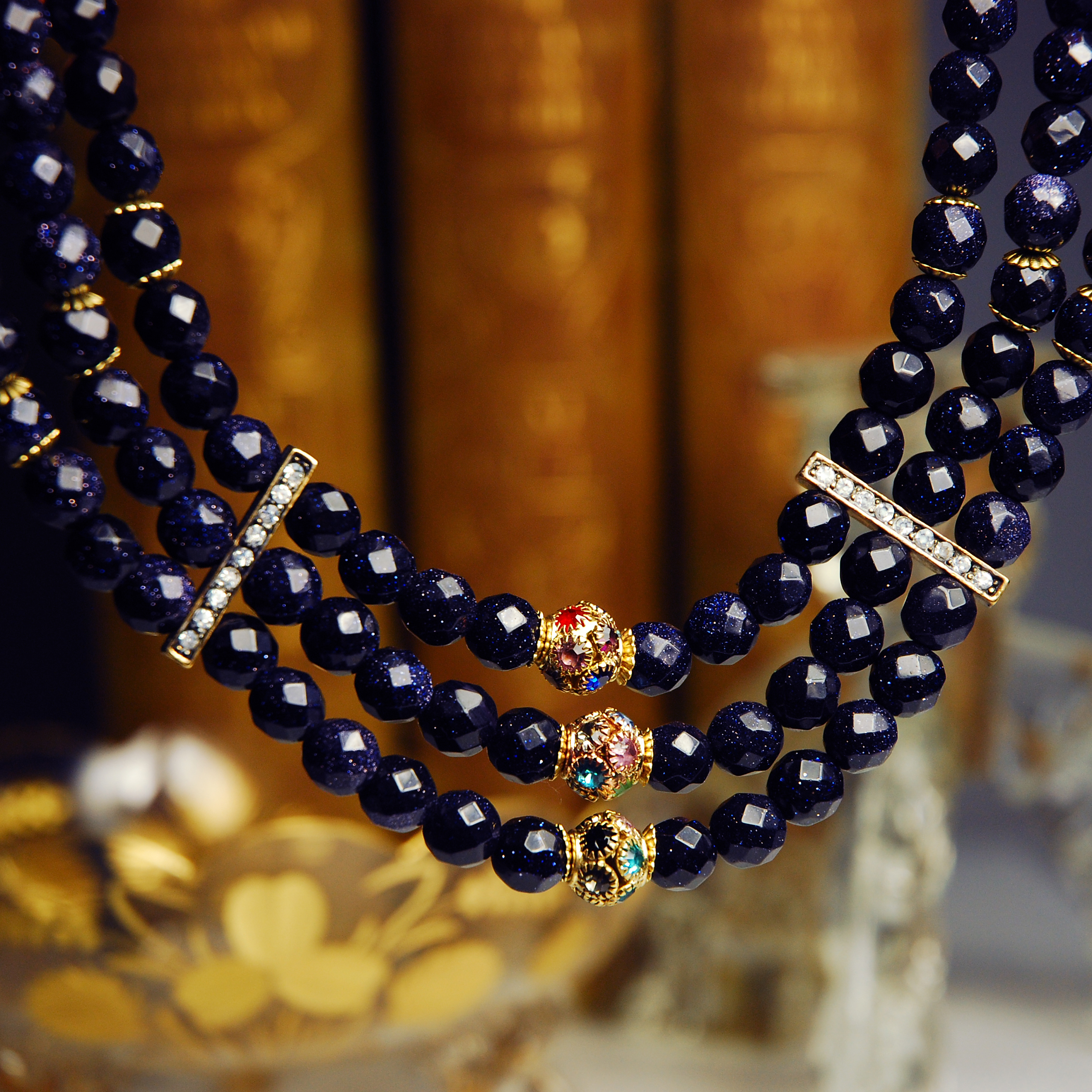 Navy Starstone Gemstone & Crystal Collar