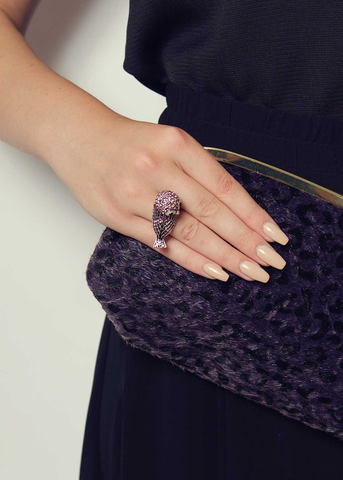 Lavender Owl Stretch Ring