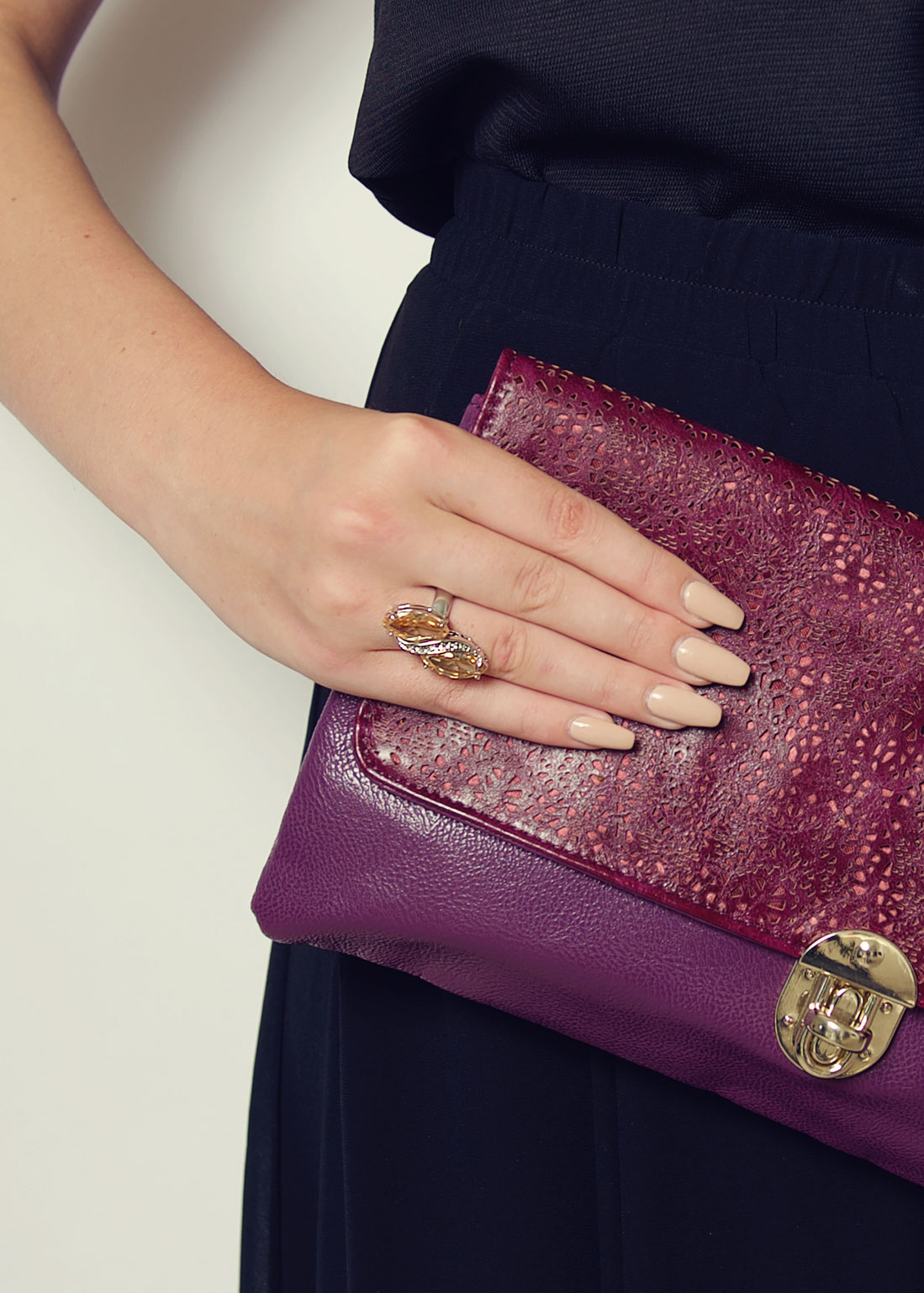 Peach Crystal Stretch Ring